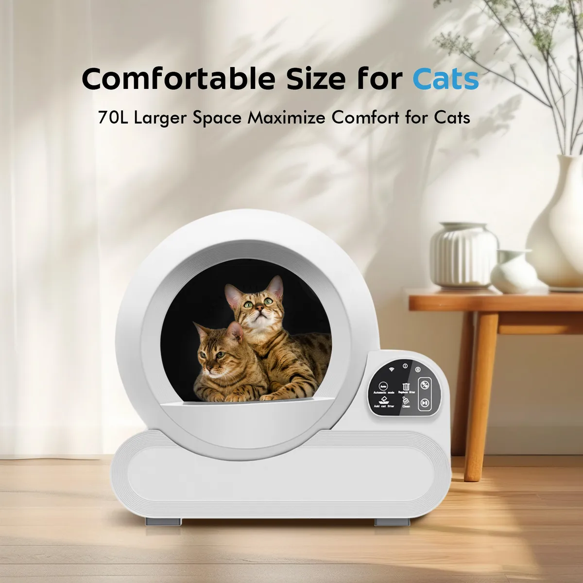 Smart Self-Cleaning Cat Litter Box APP Control Eco Deodorizing 70L - detail