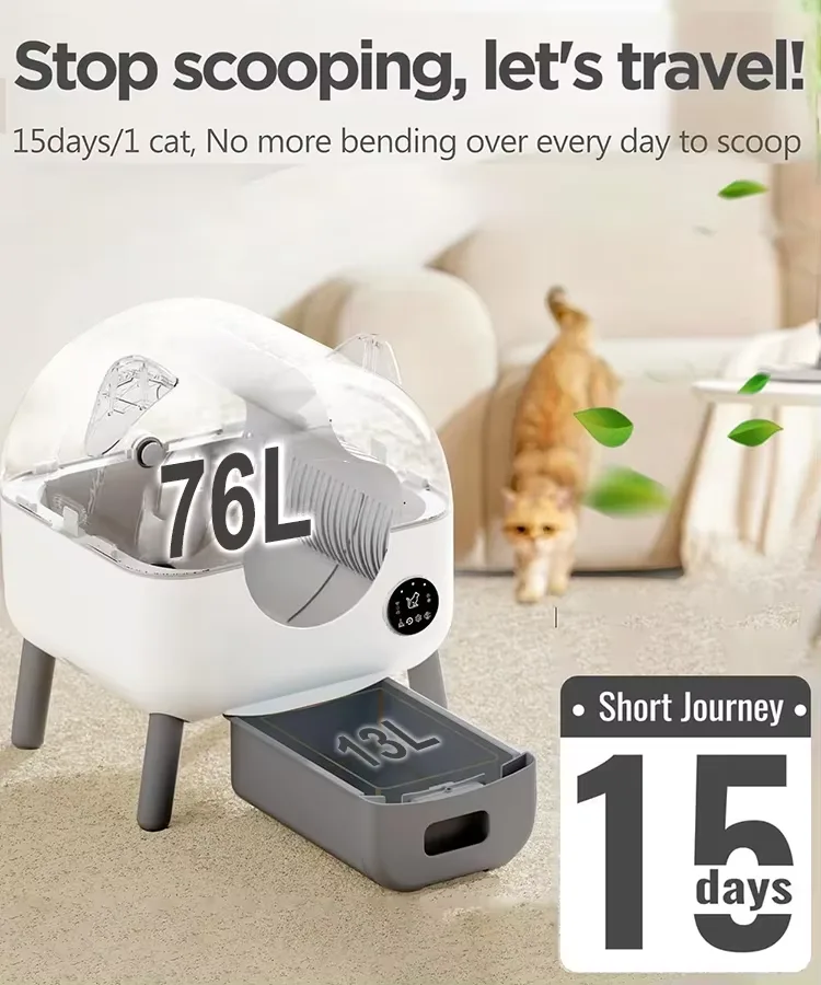 OEM Automatic Self Cleaning Cat Litter Box Smart APP Controlled Odor Free - detail