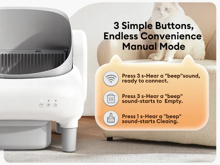 Automatic Self-Cleaning Smart Cat Litter Box 35L Plastic Drum Safety Protection - detail