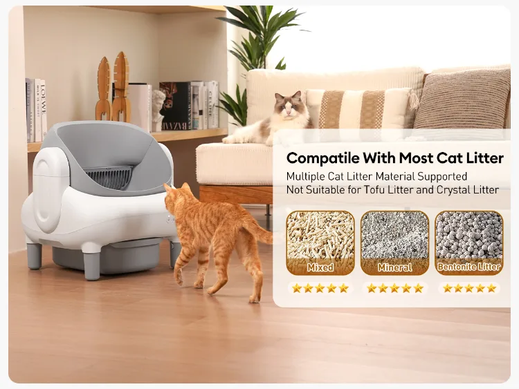 Automatic Self-Cleaning Smart Cat Litter Box 35L Plastic Drum Safety Protection - detail