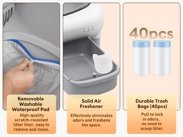 Automatic Self-Cleaning Smart Cat Litter Box 35L Plastic Drum Safety Protection - detail