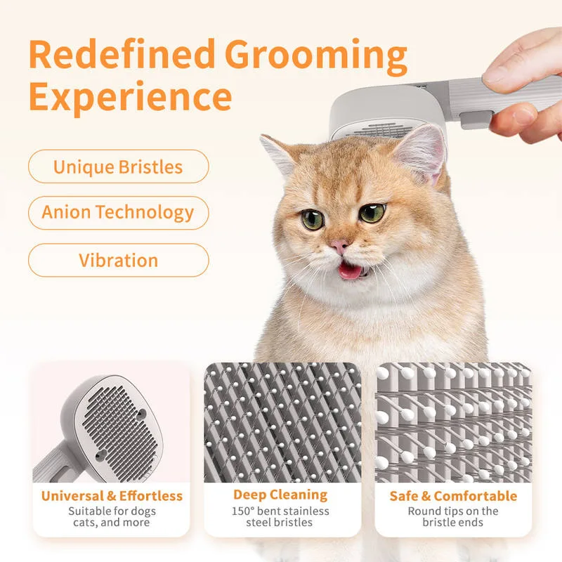 Electric Vibration Massage Pet Brush Self Cleaning Slicker Brush for Cat Dog