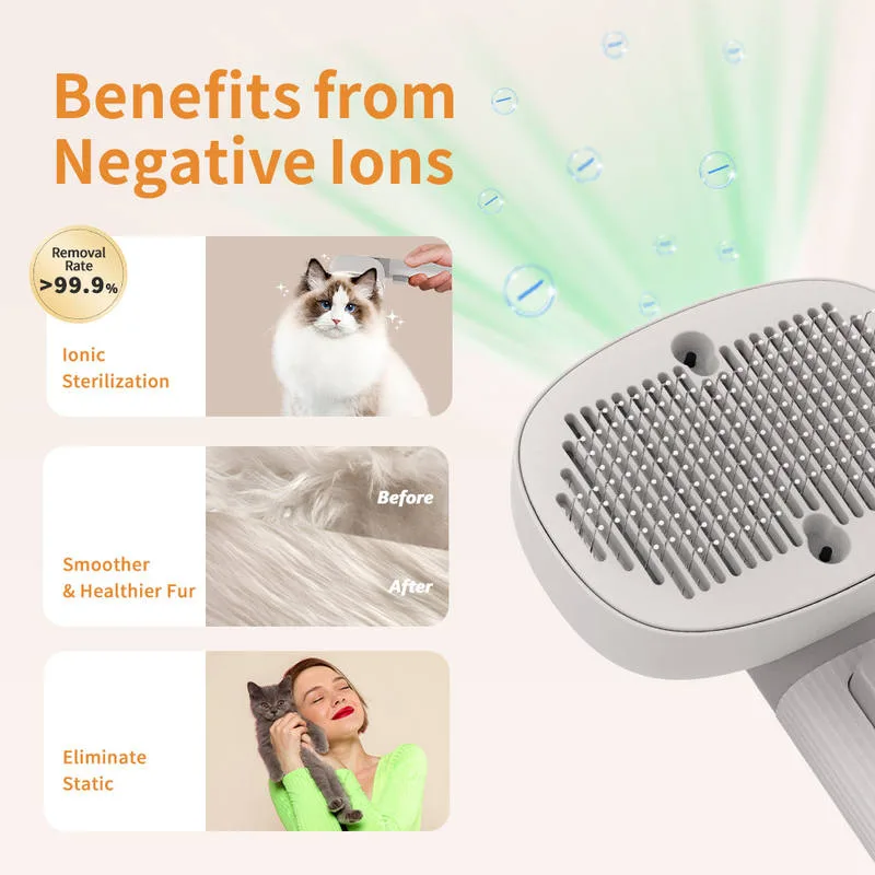 Electric Vibration Massage Pet Brush Self Cleaning Slicker Brush for Cat Dog