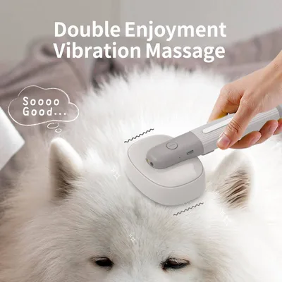Electric Vibration Massage Pet Brush Self Cleaning Slicker Brush for Cat Dog