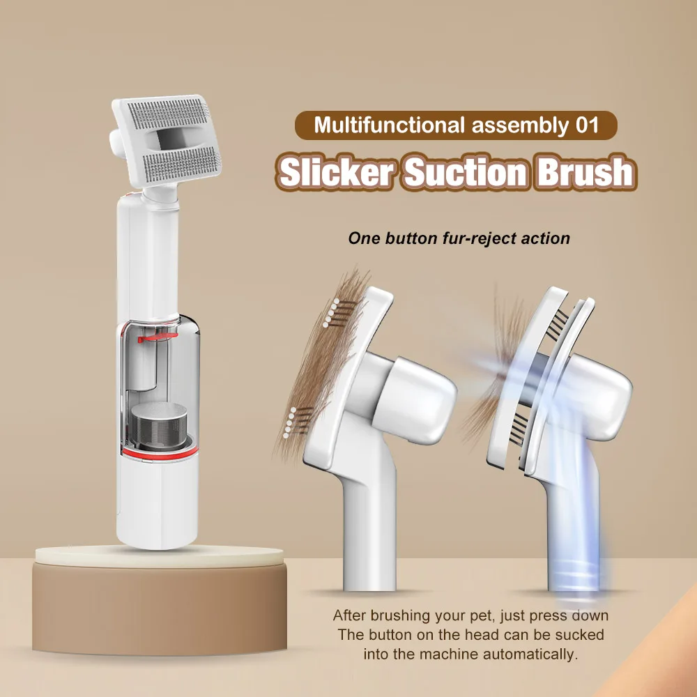 Rechargeable Cordless Pet Hair Grooming Vacuum Slicker Brush BLDC for Dog Cat - detail
