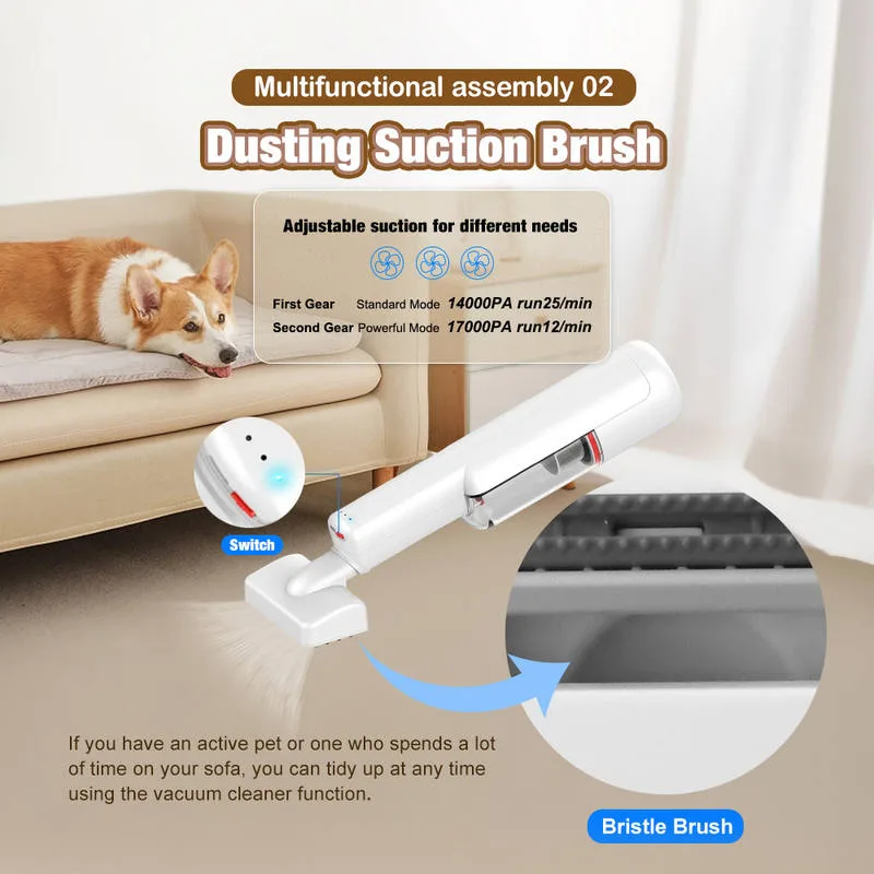 Rechargeable Cordless Pet Hair Grooming Vacuum Slicker Brush BLDC for Dog Cat
