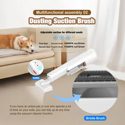Rechargeable Cordless Pet Hair Grooming Vacuum Slicker Brush BLDC for Dog Cat