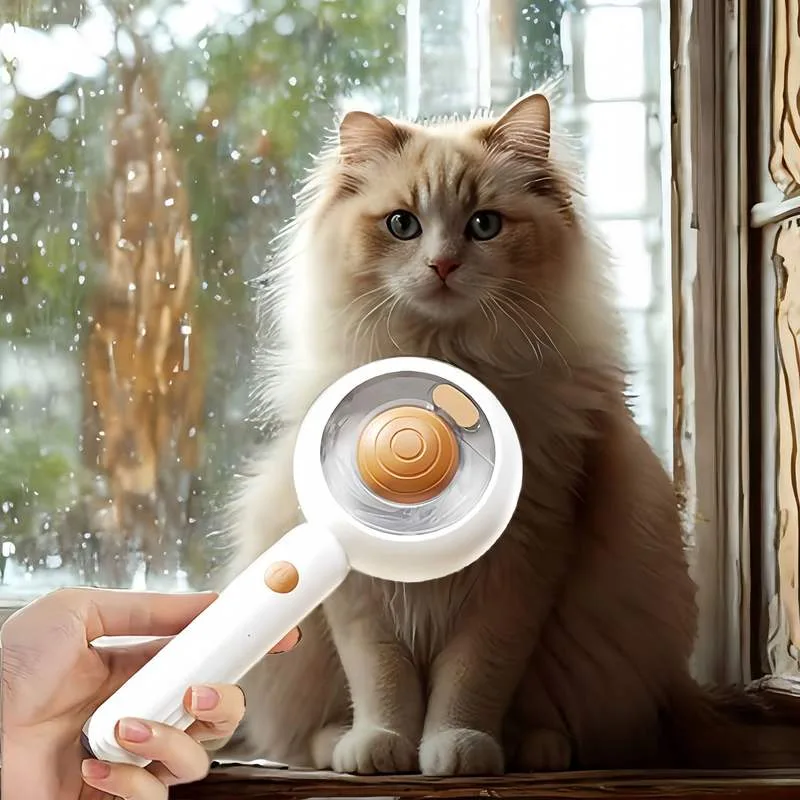 Custom Logo Electric Spray Cat Brush Self Cleaning Dog Grooming Brush