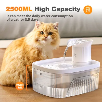 Wireless Automatic Pet Water Fountain 2.5L 2200mAh Rechargeable Infrared Sensor