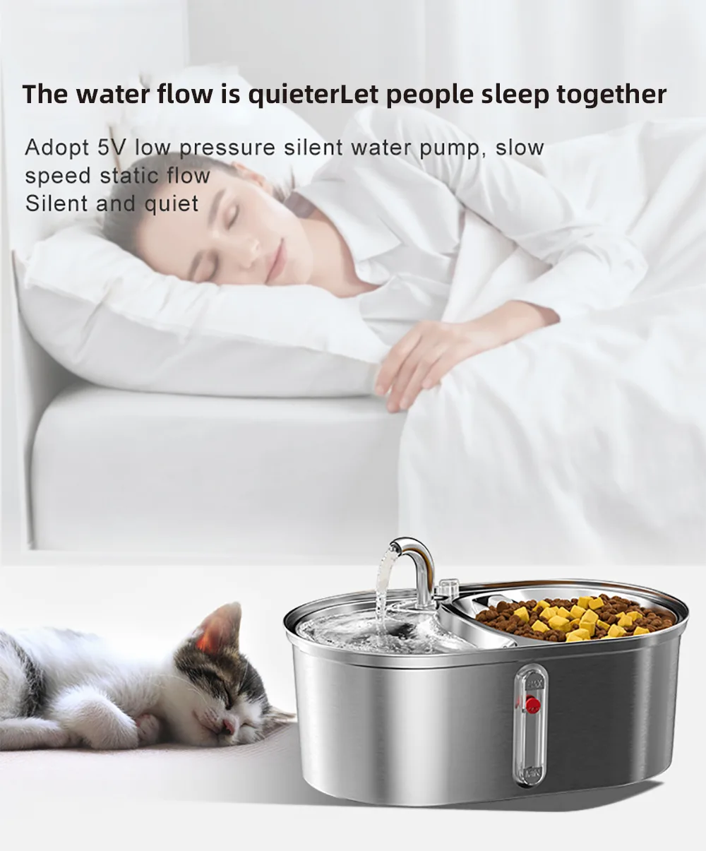 3.2L Stainless Steel Pet Water Dispenser Automatic IPX5 Waterproof USB Rechargeable - detail