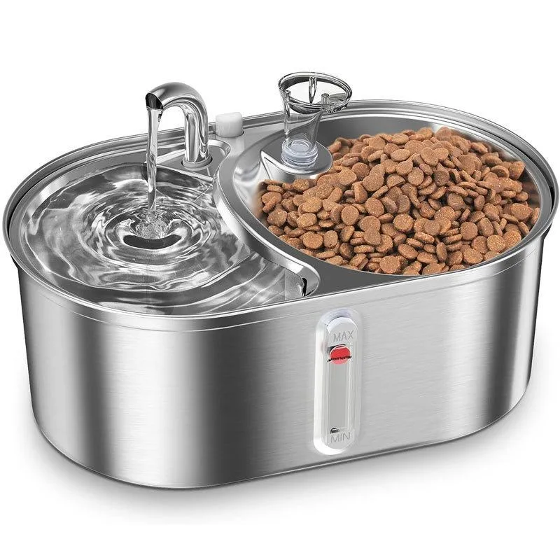 3.2L Stainless Steel Pet Water Dispenser Automatic IPX5 Waterproof USB Rechargeable