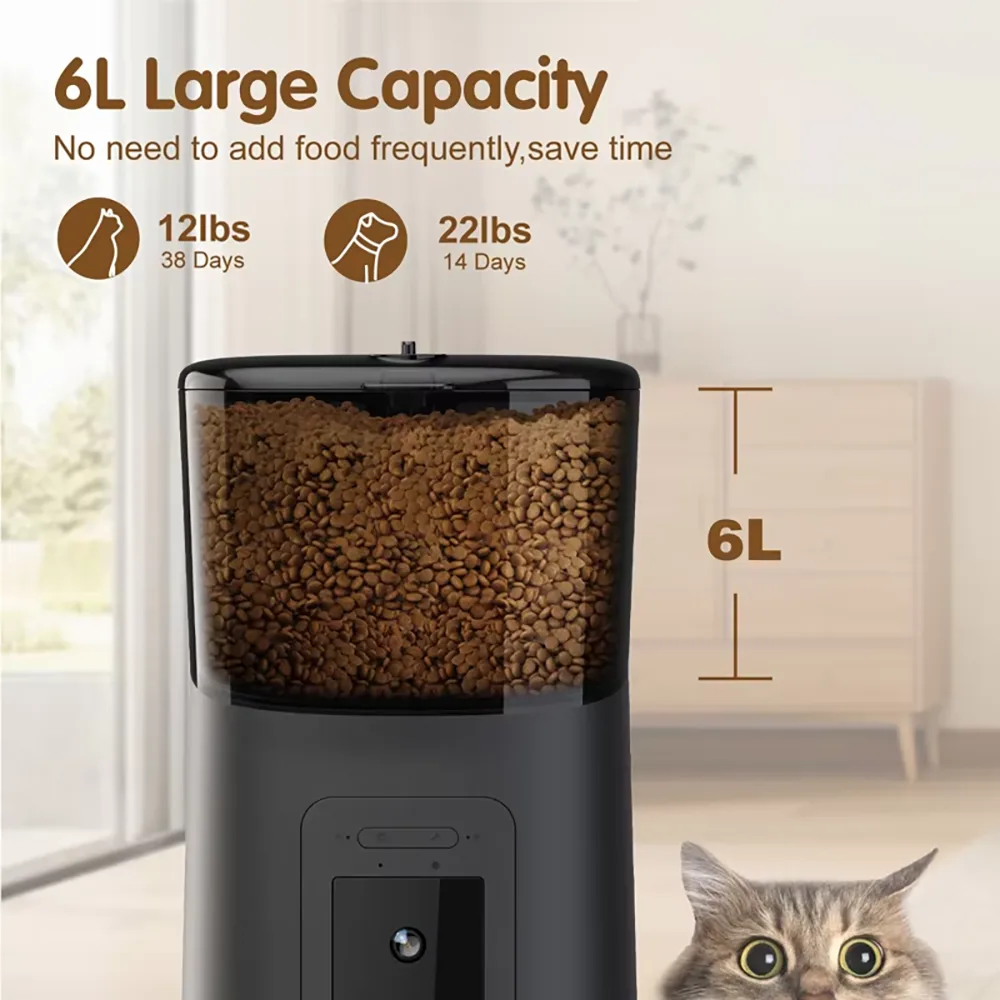 OEM Private Label Smart Pet Feeder 6L with Camera Remote Control Cat Dog