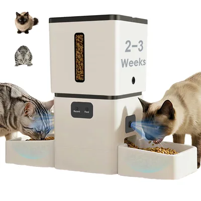6L Smart WiFi Pet Feeder HD Camera Voice Recording Double Bowls Automatic