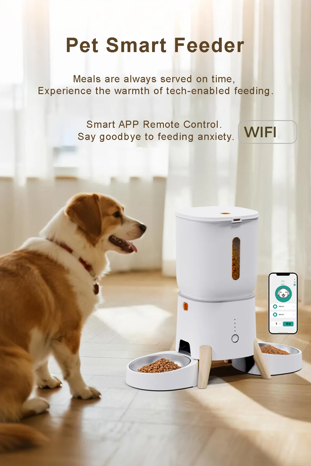 Smart Pet Feeder 5L Large Capacity WiFi APP Control Dry Food Dispenser - detail
