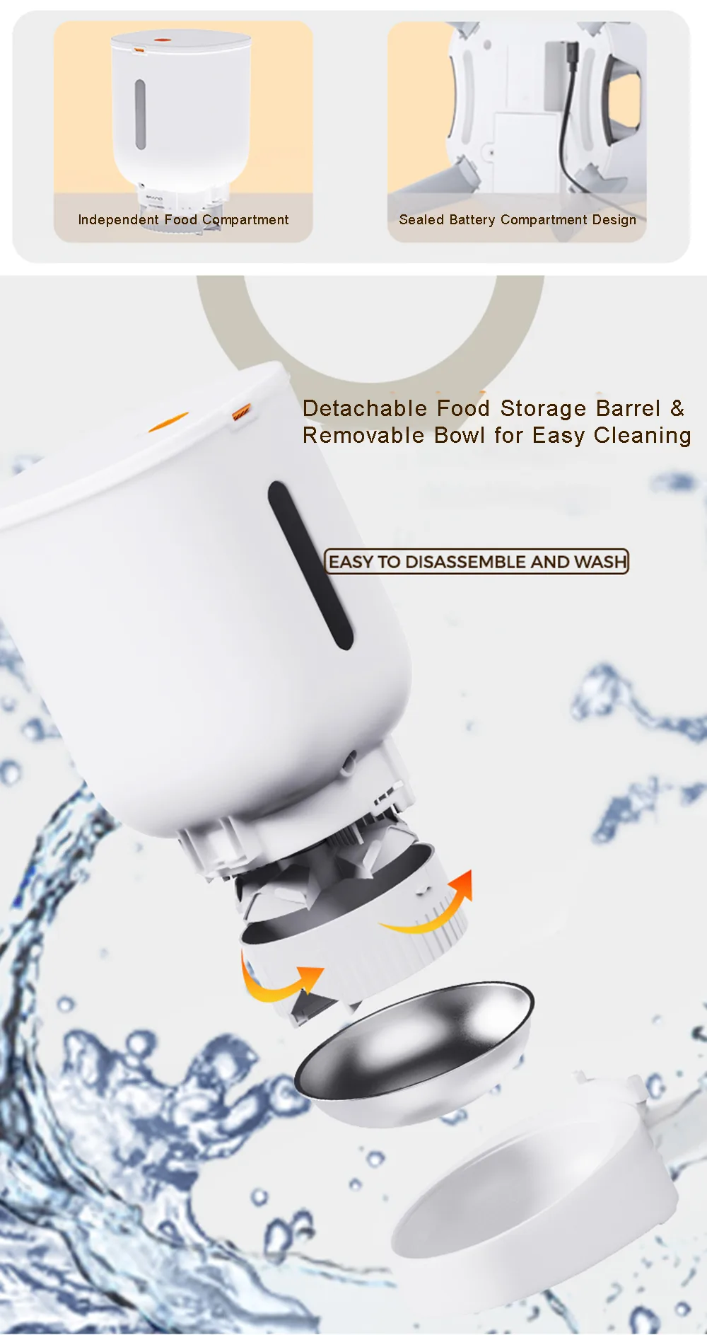 Smart Pet Feeder 5L Large Capacity WiFi APP Control Dry Food Dispenser - detail