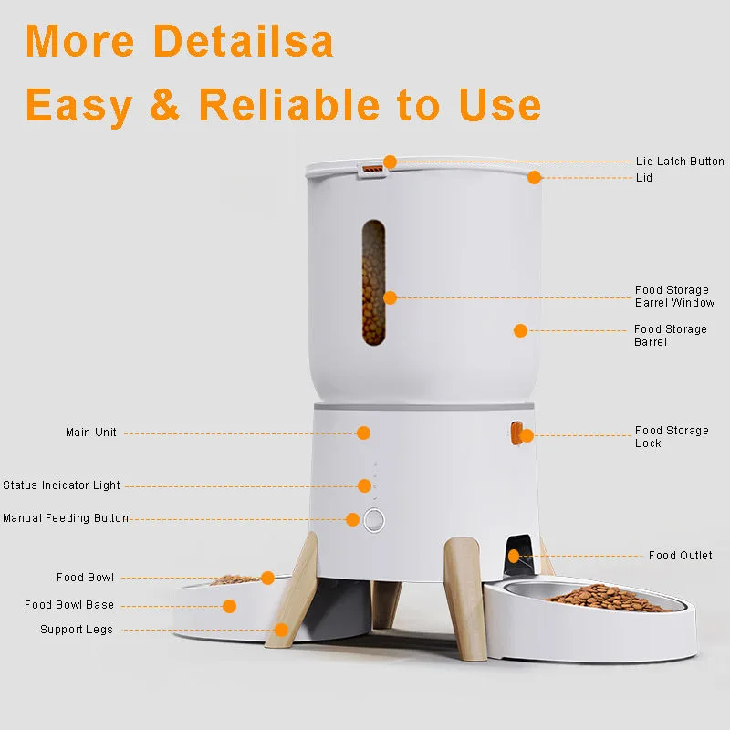 Smart Pet Feeder 5L Large Capacity WiFi APP Control Dry Food Dispenser