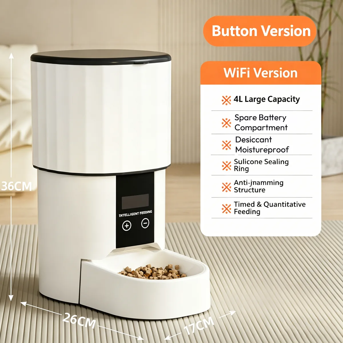 4L Automatic Pet Food Dispenser 360° Freshness Lock Tuya APP Control