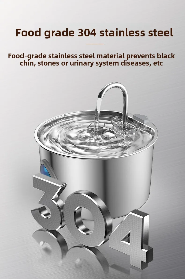 3.2L All-Stainless Steel Pet Water Dispenser Automatic Cat Dog Drinking Fountain - detail