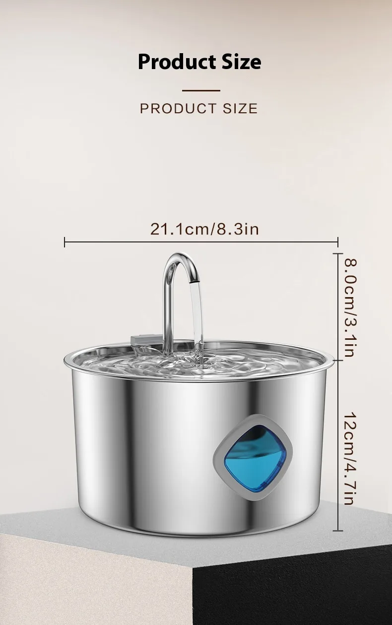 3.2L All-Stainless Steel Pet Water Dispenser Automatic Cat Dog Drinking Fountain - detail