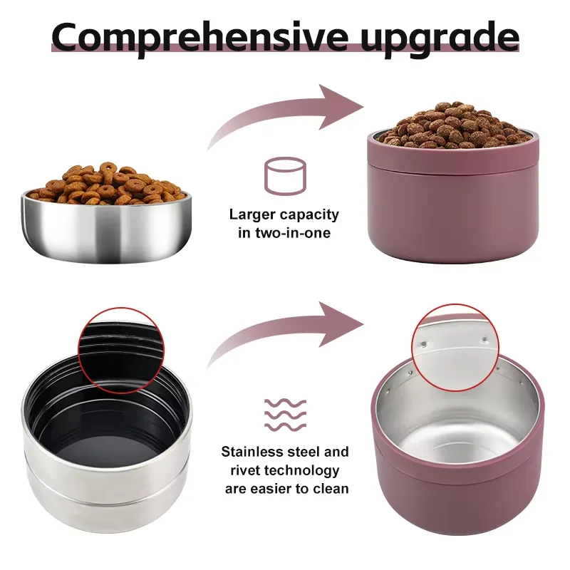 3 in 1 Portable Pet Travel Water Bottle Stainless Steel Insulated Dog Water Bottle - detail