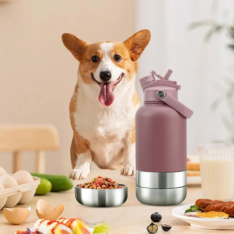 3 in 1 Portable Pet Travel Water Bottle Stainless Steel Insulated Dog Water Bottle