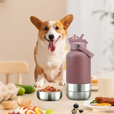 3 in 1 Portable Pet Travel Water Bottle Stainless Steel Insulated Dog Water Bottle