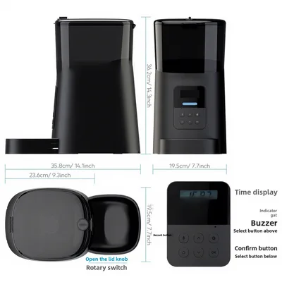 Automatic Pet Feeder 6L Timed Quantitative Adapter Powered for Dogs Cats