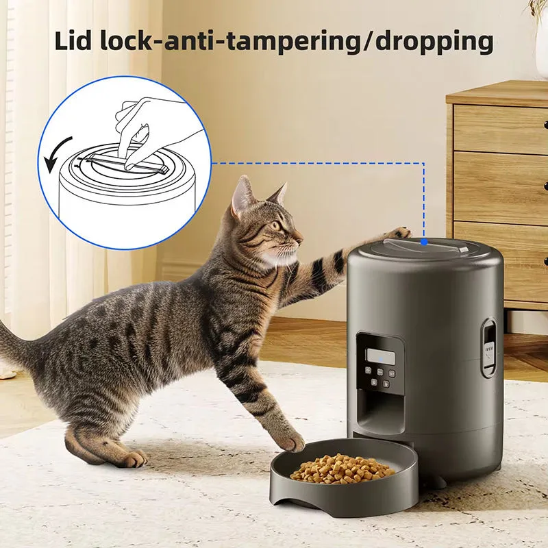 2L Smart Pet Feeder Auto Cat Food Dispenser Dry Food Bowl Button Control