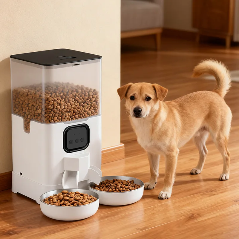 4L/6L OEM Dual Bowls Automatic Cat Feeder with Camera TUYA APP Stainless Bowl - detail