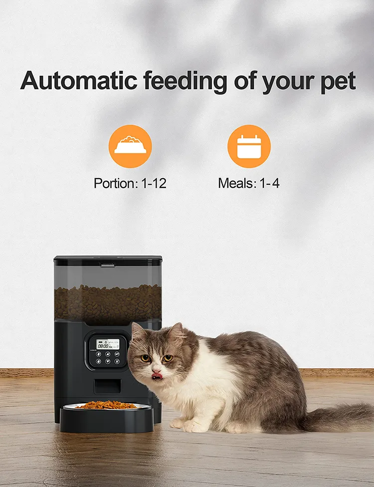 6L Stainless Steel Automatic Cat Feeder Timed Dry Food Dispenser Voice Recorder - detail