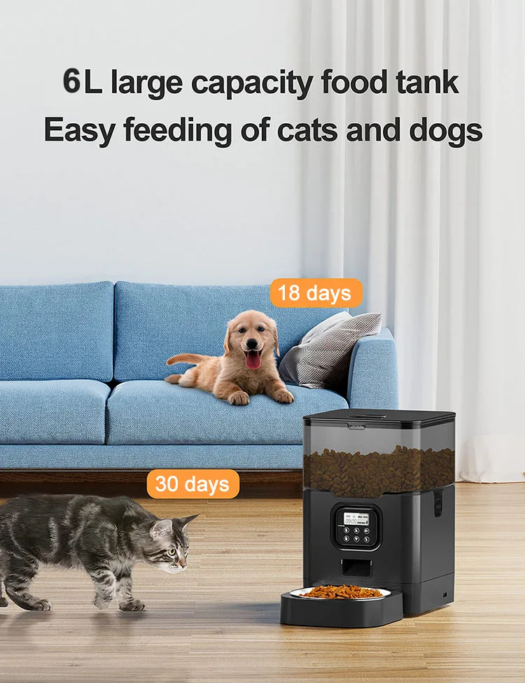 6L Stainless Steel Automatic Cat Feeder Timed Dry Food Dispenser Voice Recorder - detail