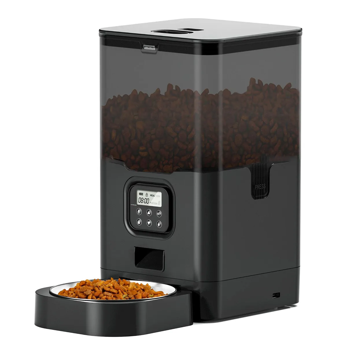6L Stainless Steel Automatic Cat Feeder Timed Dry Food Dispenser Voice Recorder - detail