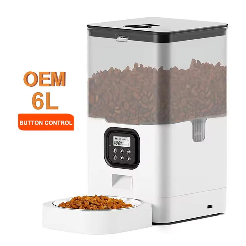 6L Stainless Steel Automatic Cat Feeder Timed Dry Food Dispenser Voice Recorder