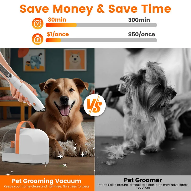 12000Pa Pet Grooming Vacuum Kit 150cm Hose Electric Clipper Brush Set