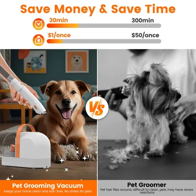 12000Pa Pet Grooming Vacuum Kit 150cm Hose Electric Clipper Brush Set