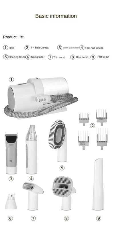 Pet Grooming Vacuum Cleaner Electric Clipper Slicker Brush Kit for Dog Cat