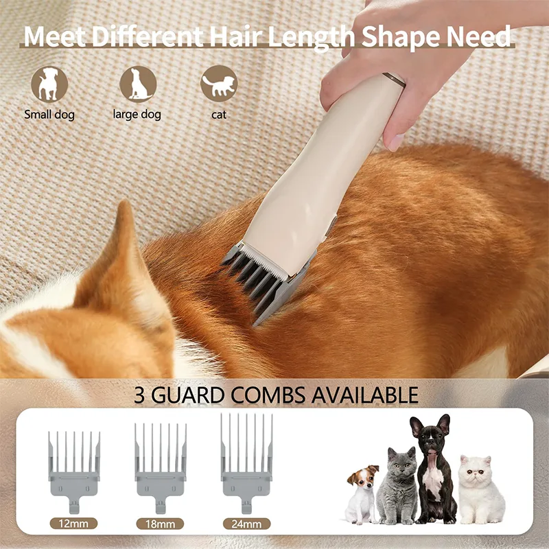 Pet Vacuum Cleaner Electric Clipper Slicker Grooming Brush Kit Dog Cat