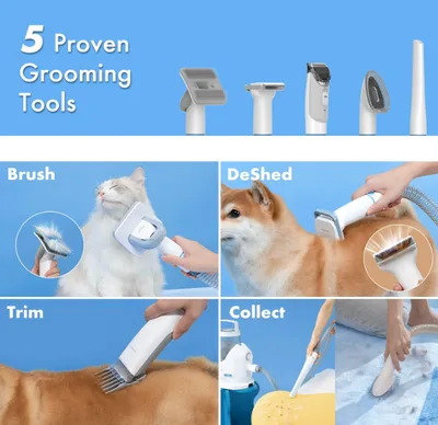 Manufacturer Dog Grooming Kit Clippers Vacuum Suction with 5 Proven Tools