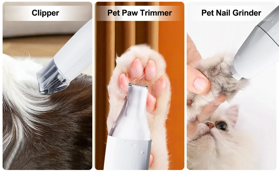 Dog Grooming Vacuum Kit 7-in-1 Clipper Nail Grinder Hair Trimming Combing - detail