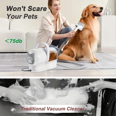 Dog Grooming Vacuum Kit 7-in-1 Clipper Nail Grinder Hair Trimming Combing