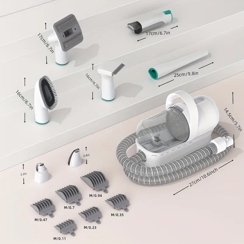 Dog Grooming Vacuum Kit 7-in-1 Clipper Nail Grinder Hair Trimming Combing