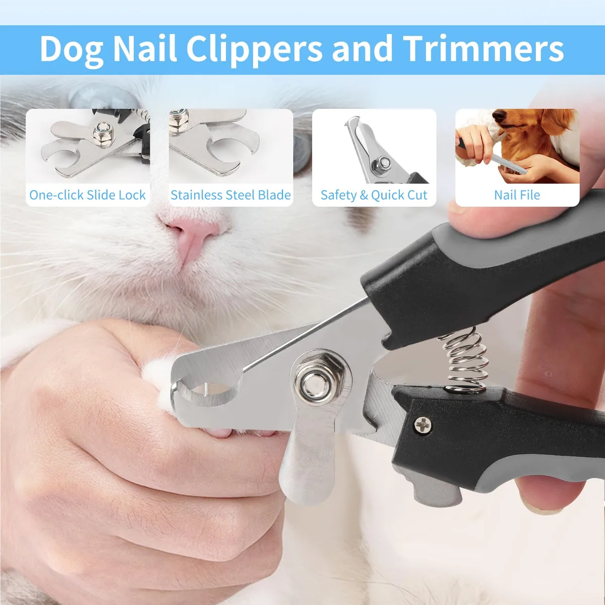 9 in 1 Pet Grooming Combo Kit Nail Clipper File Deshedding Rake Comb Brush - detail