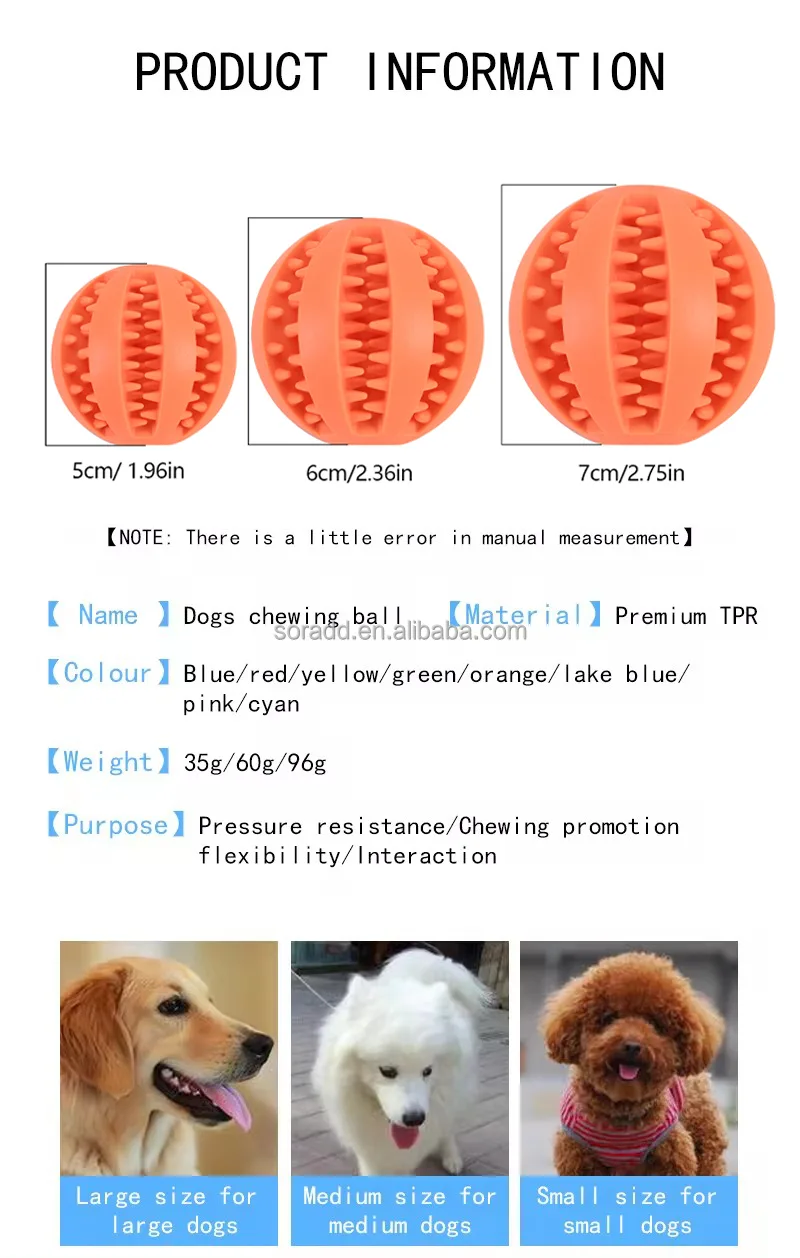 Tough Natural Rubber Dog Chew Ball Toy Teeth Cleaning Interactive - detail