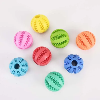 Tough Natural Rubber Dog Chew Ball Toy Teeth Cleaning Interactive