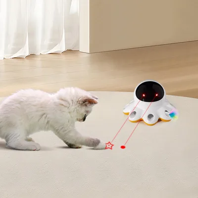 Smart Cat Toy 360 Degree Random Rotation Laser Projection Feather Attachment