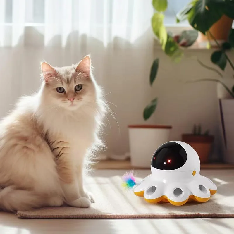 Smart Cat Toy 360 Degree Random Rotation Laser Projection Feather Attachment