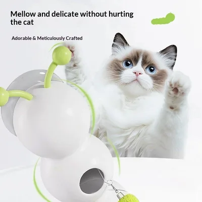Automatic Whack A Mole Cat Feather Toy Electric Fluffy Tail Hunting Teaser