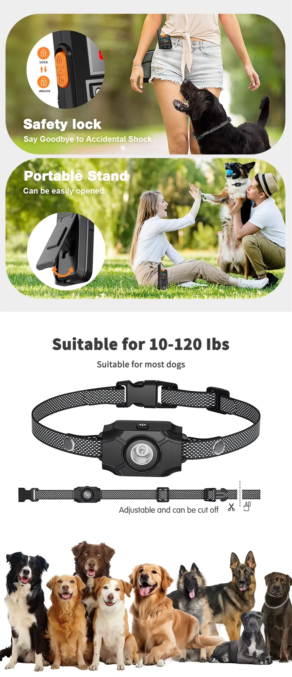 IPX6 Waterproof Dog Training Collar Smart Remote Control with LED Light - detail